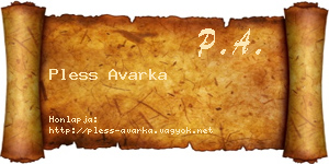 Pless Avarka névjegykártya